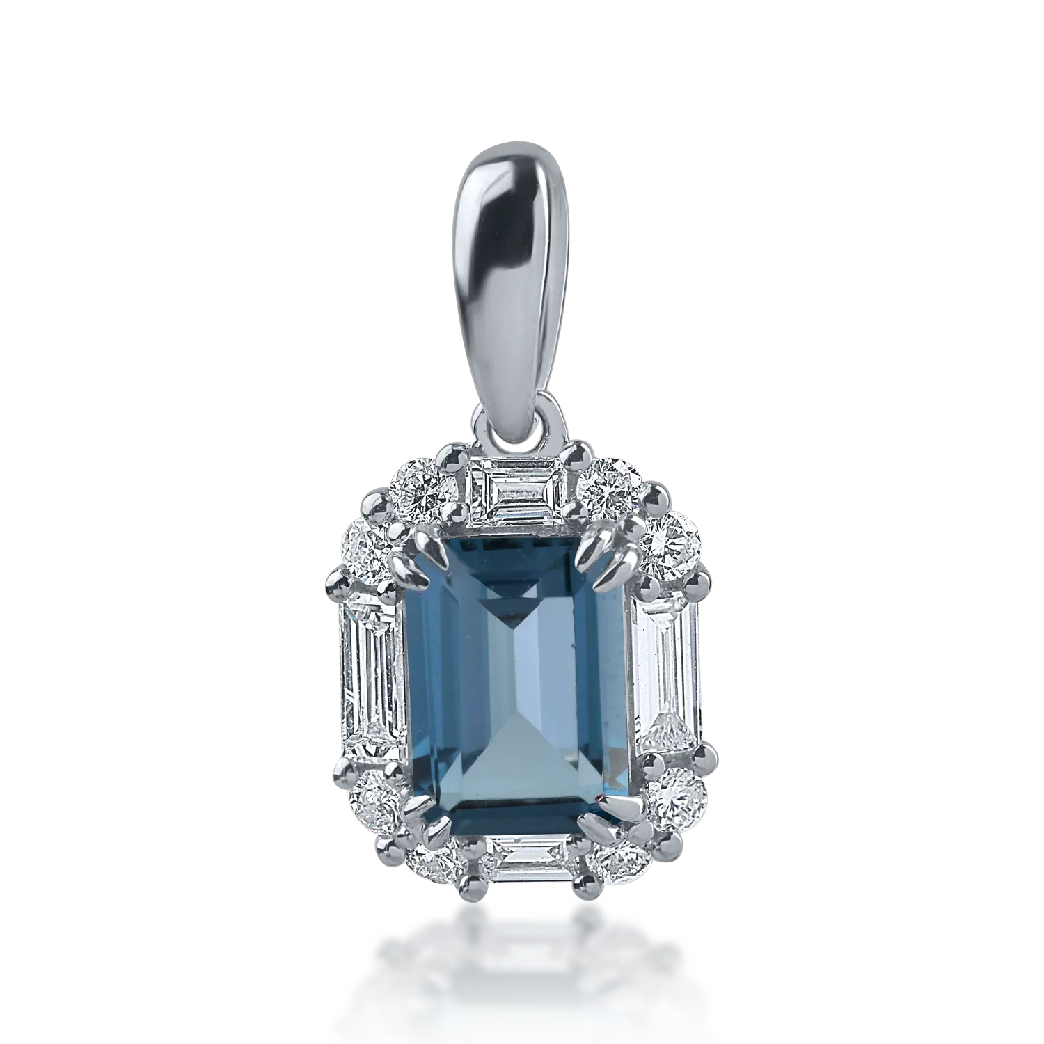 White gold pendant with 1.17ct london blue topaz and 0.32ct diamonds