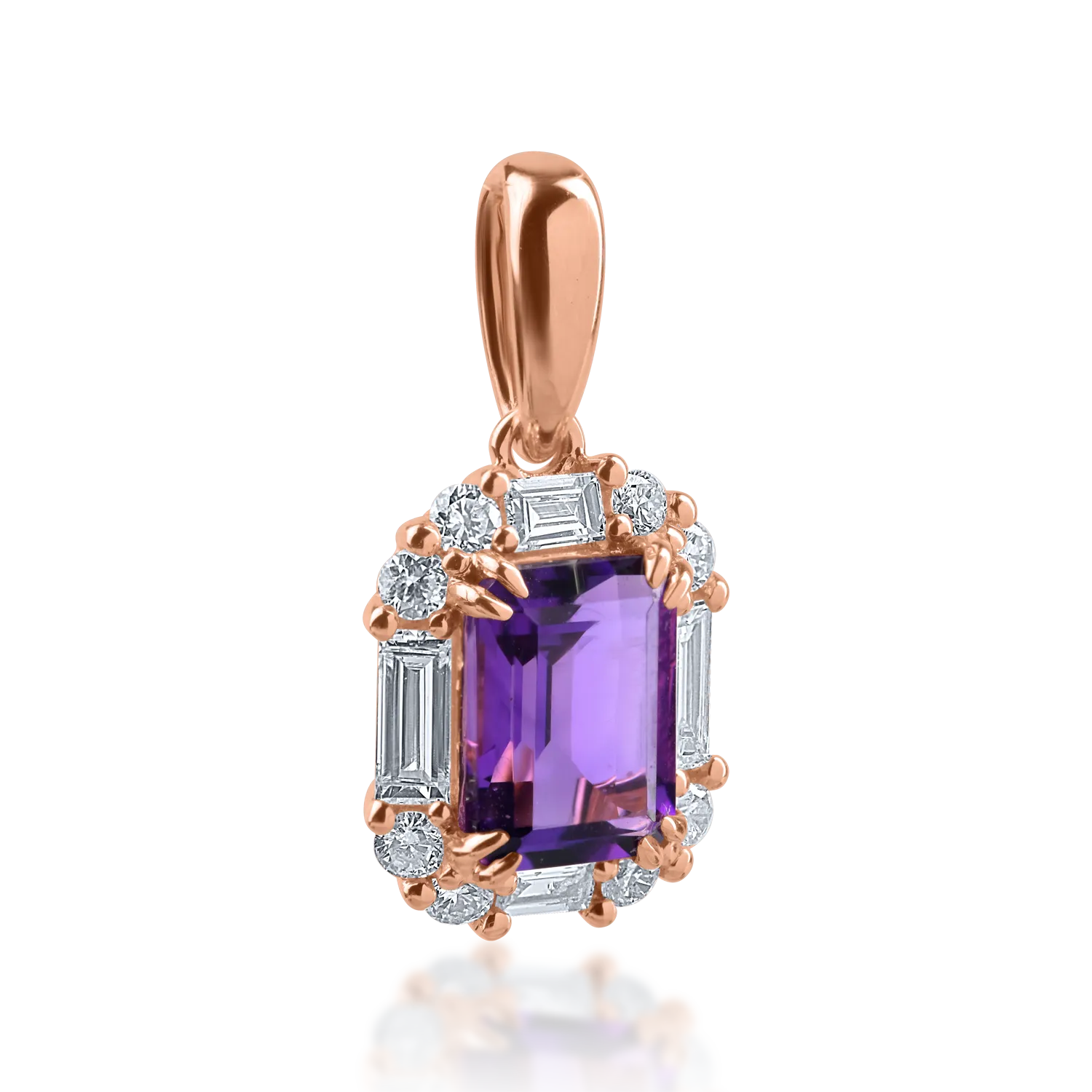 Rose gold pendant with 0.97ct amethyst and 0.34ct diamonds