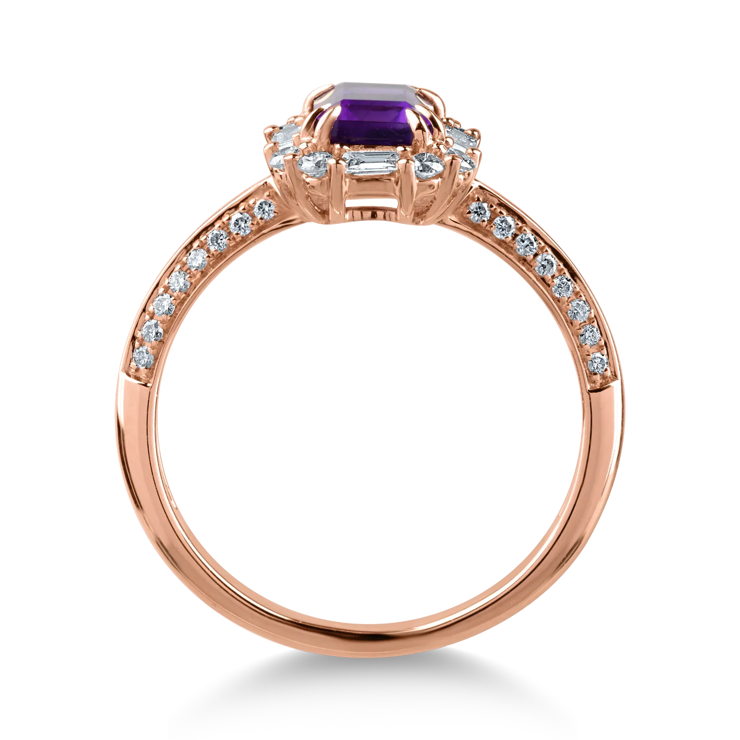Rose gold ring with 0.93ct amethyst and 0.44ct diamonds