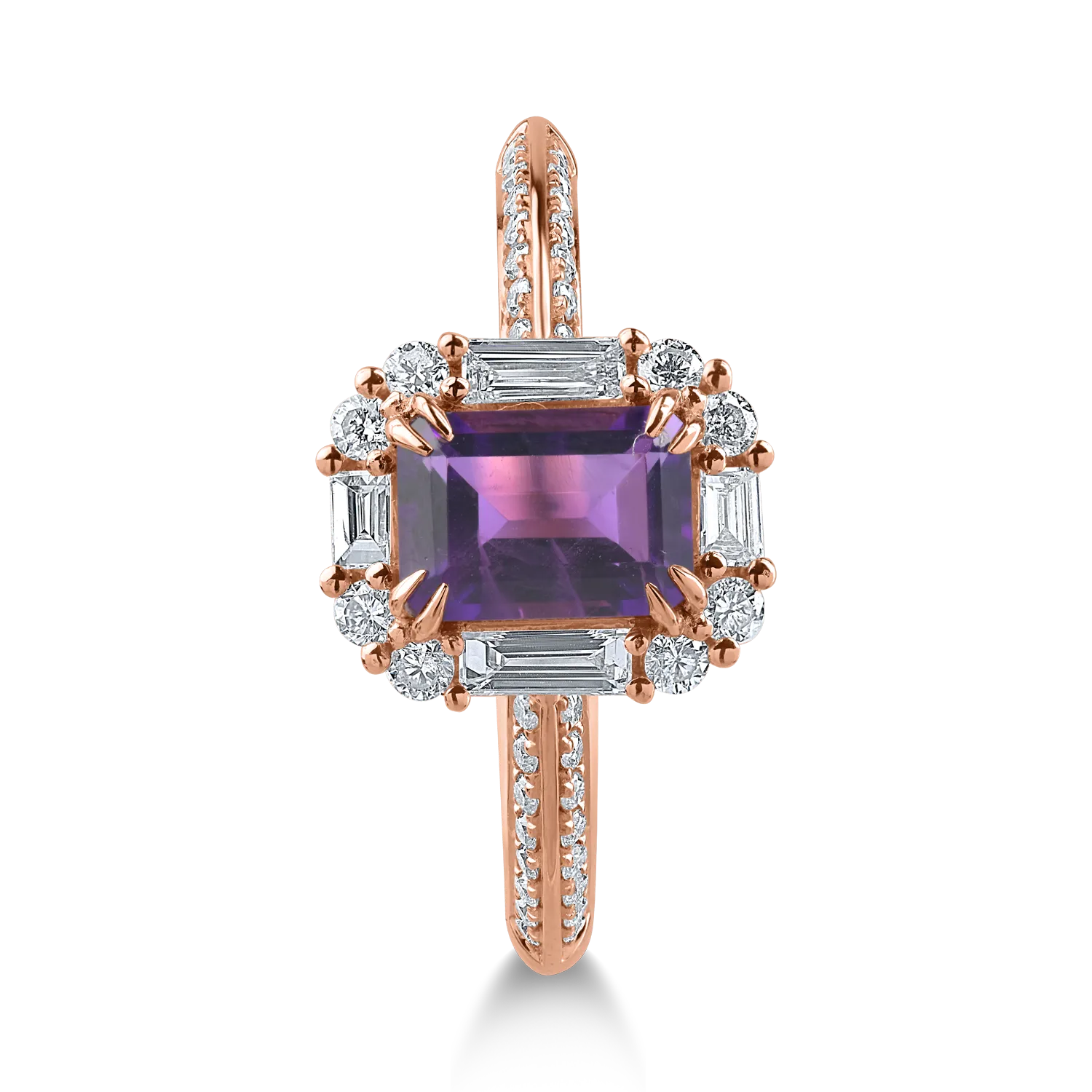 Rose gold ring with 0.93ct amethyst and 0.44ct diamonds