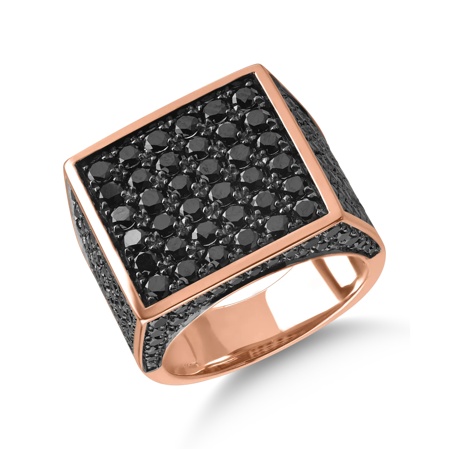 Rose gold ring with 2.78ct black diamonds