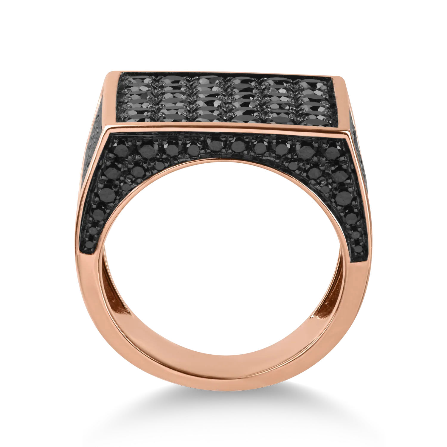 Rose gold ring with 2.78ct black diamonds