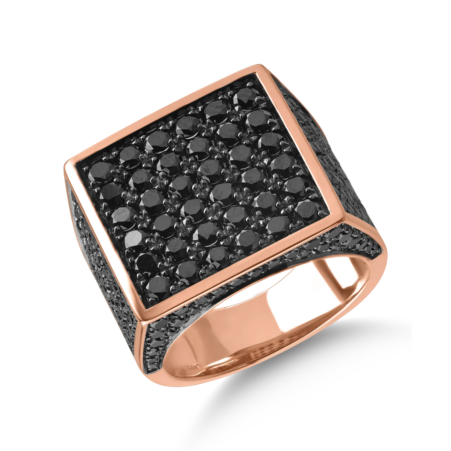 Inel din aur roz cu diamante negre de 2.7ct