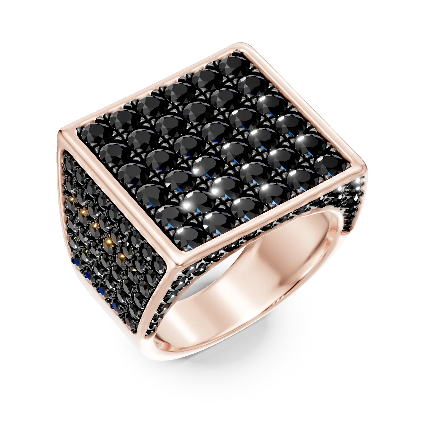 Inel din aur roz cu diamante negre de 2.7ct