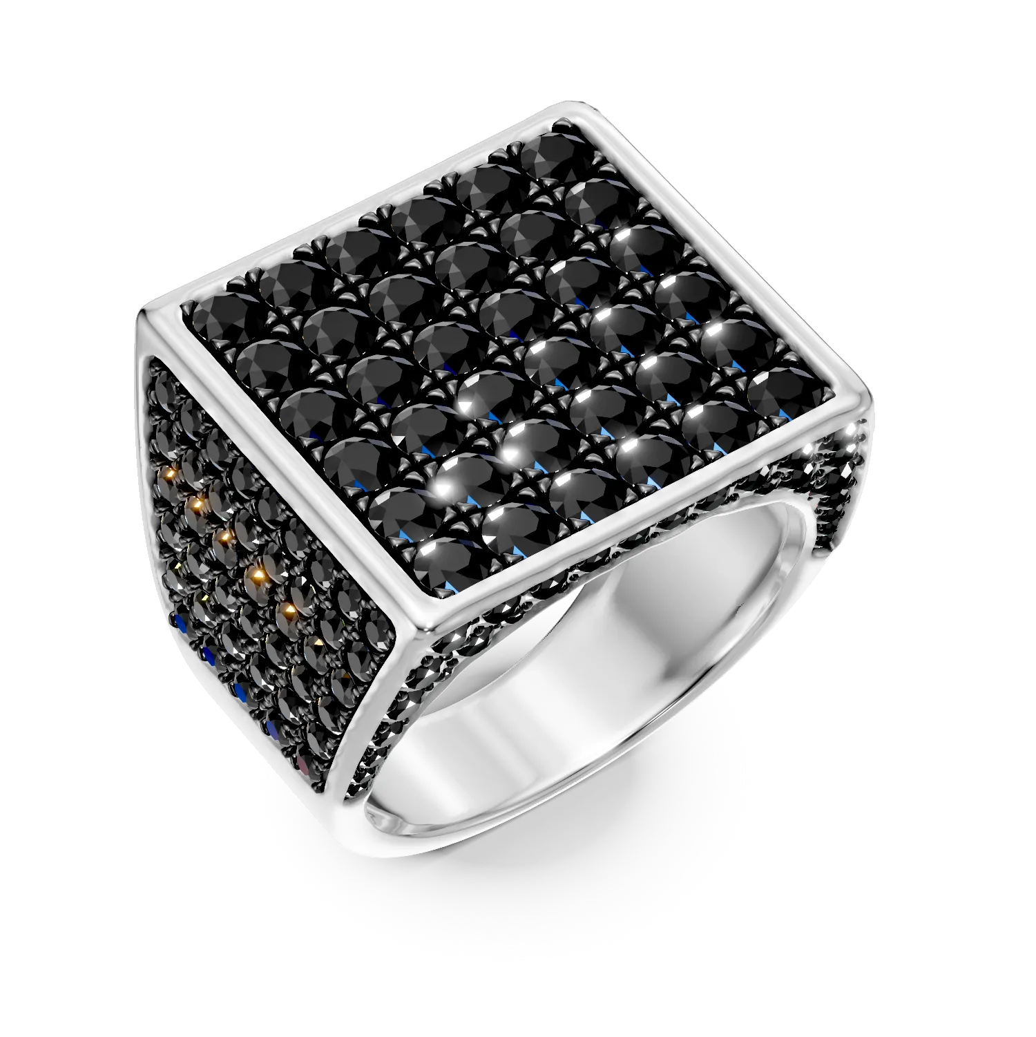 Inel din aur alb cu diamante negre de 2.9ct