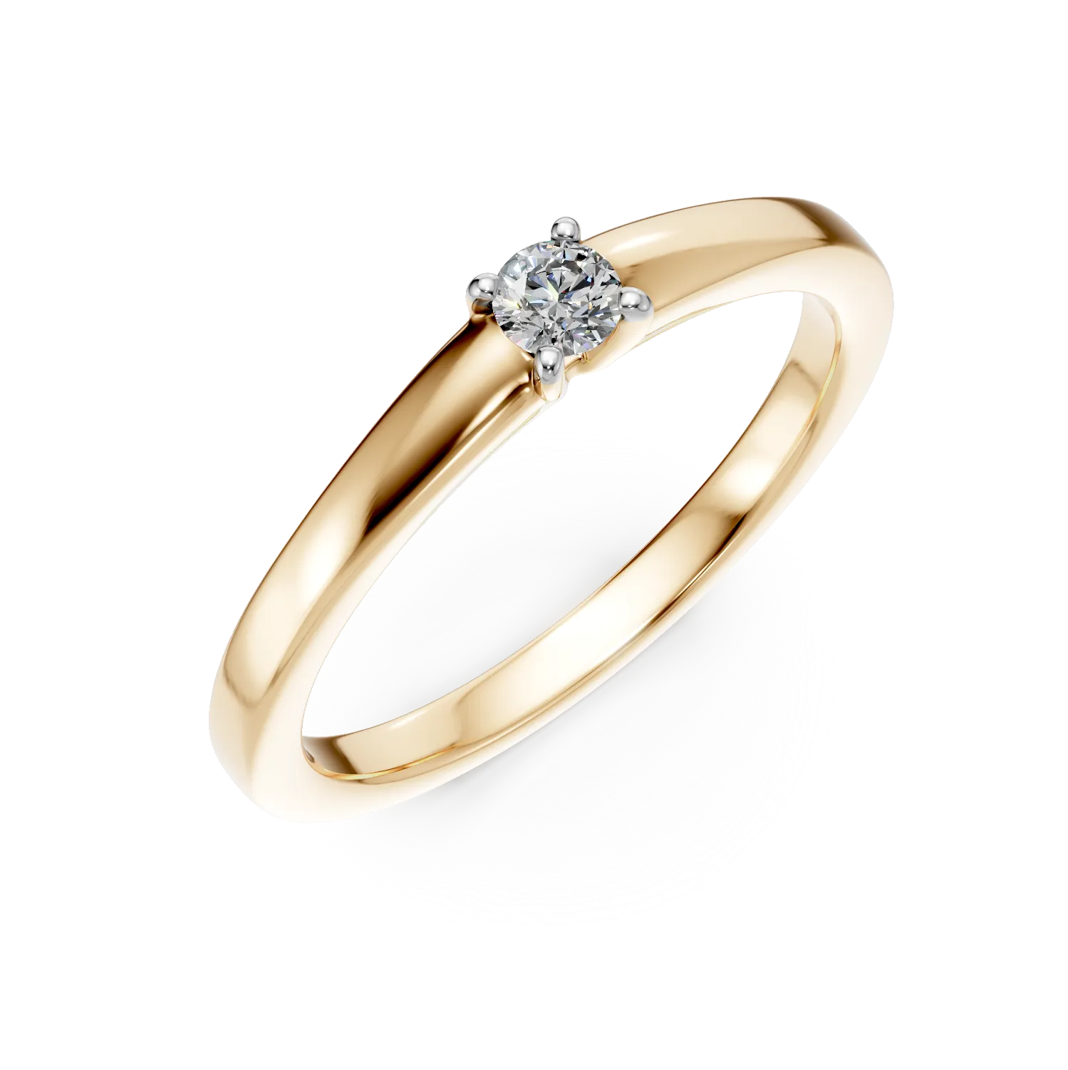 Yellow gold engagement ring with 0.1ct solitaire diamond
