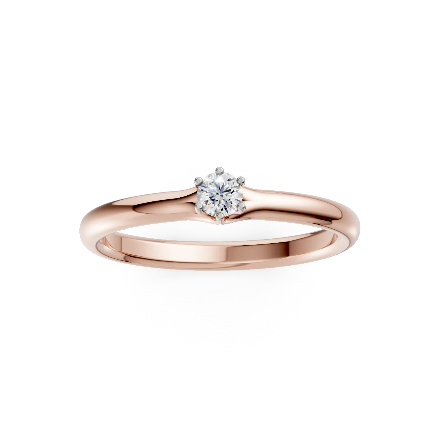 Inel de logodna din aur roz cu diamant solitaire de 0.1ct