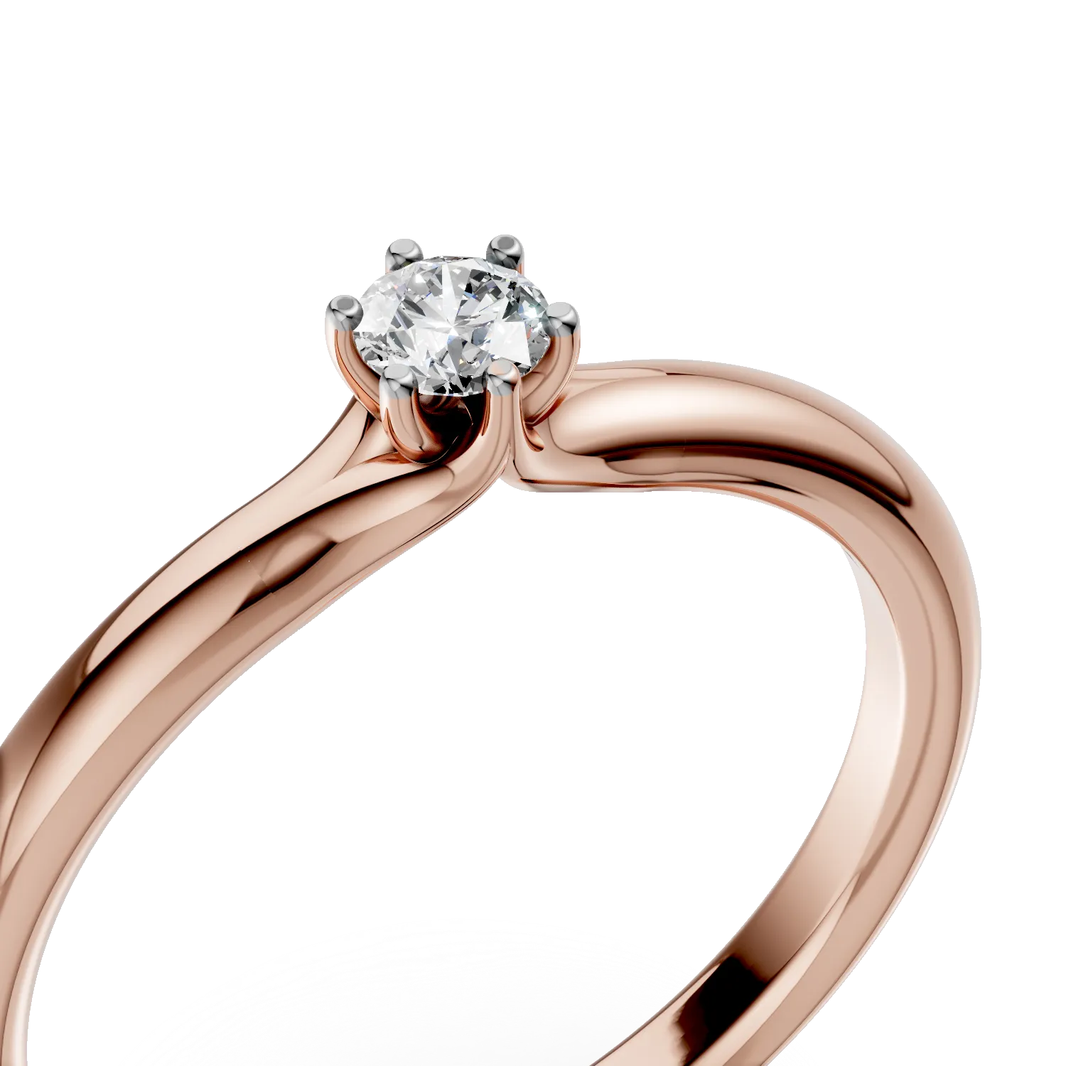 Inel de logodna din aur roz cu diamant solitaire de 0.1ct