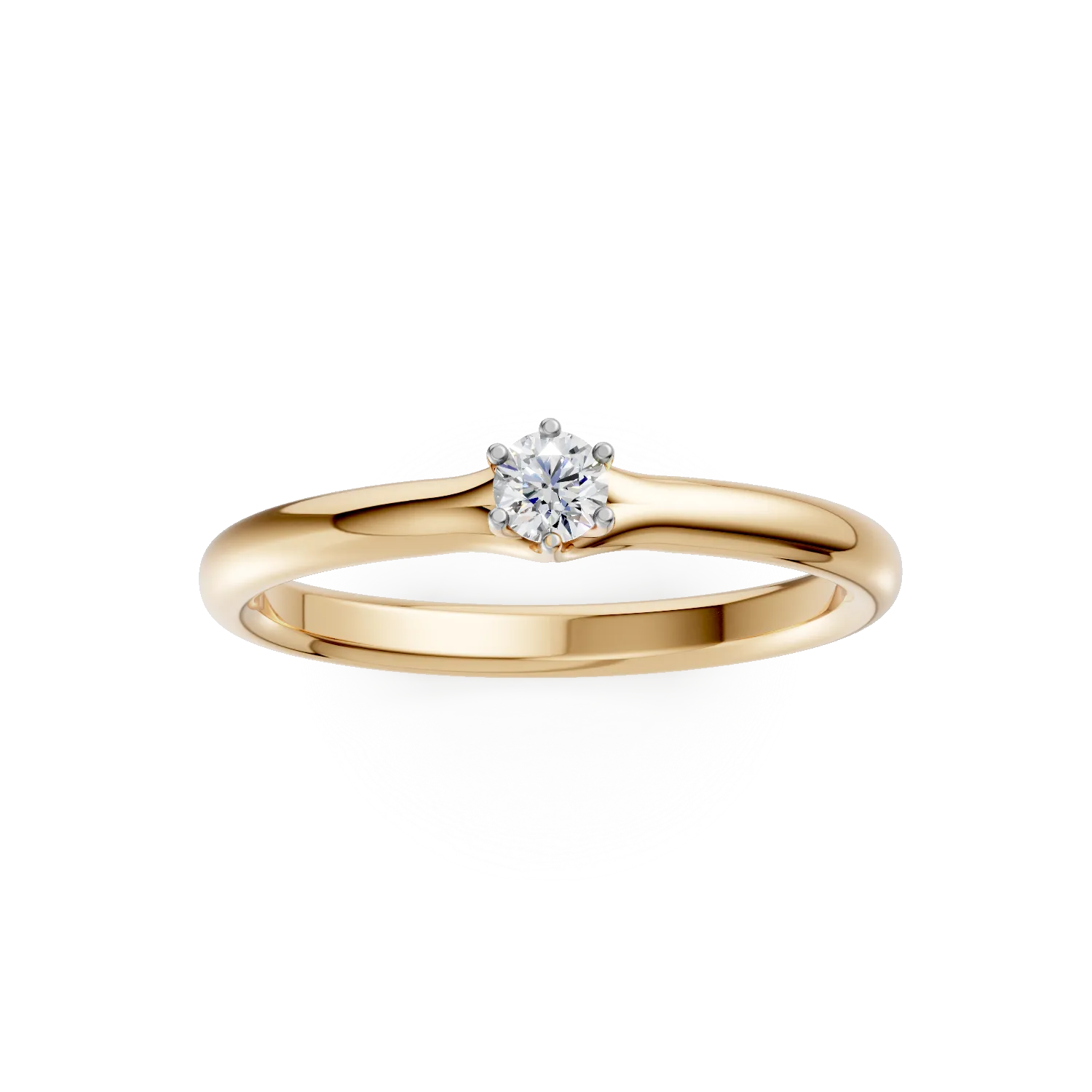 Yellow gold engagement ring with a 0.1ct solitaire diamond