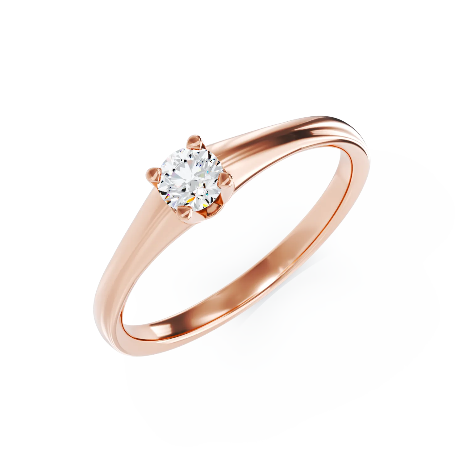Inel de logodna din aur roz cu diamant solitaire de 0.1ct
