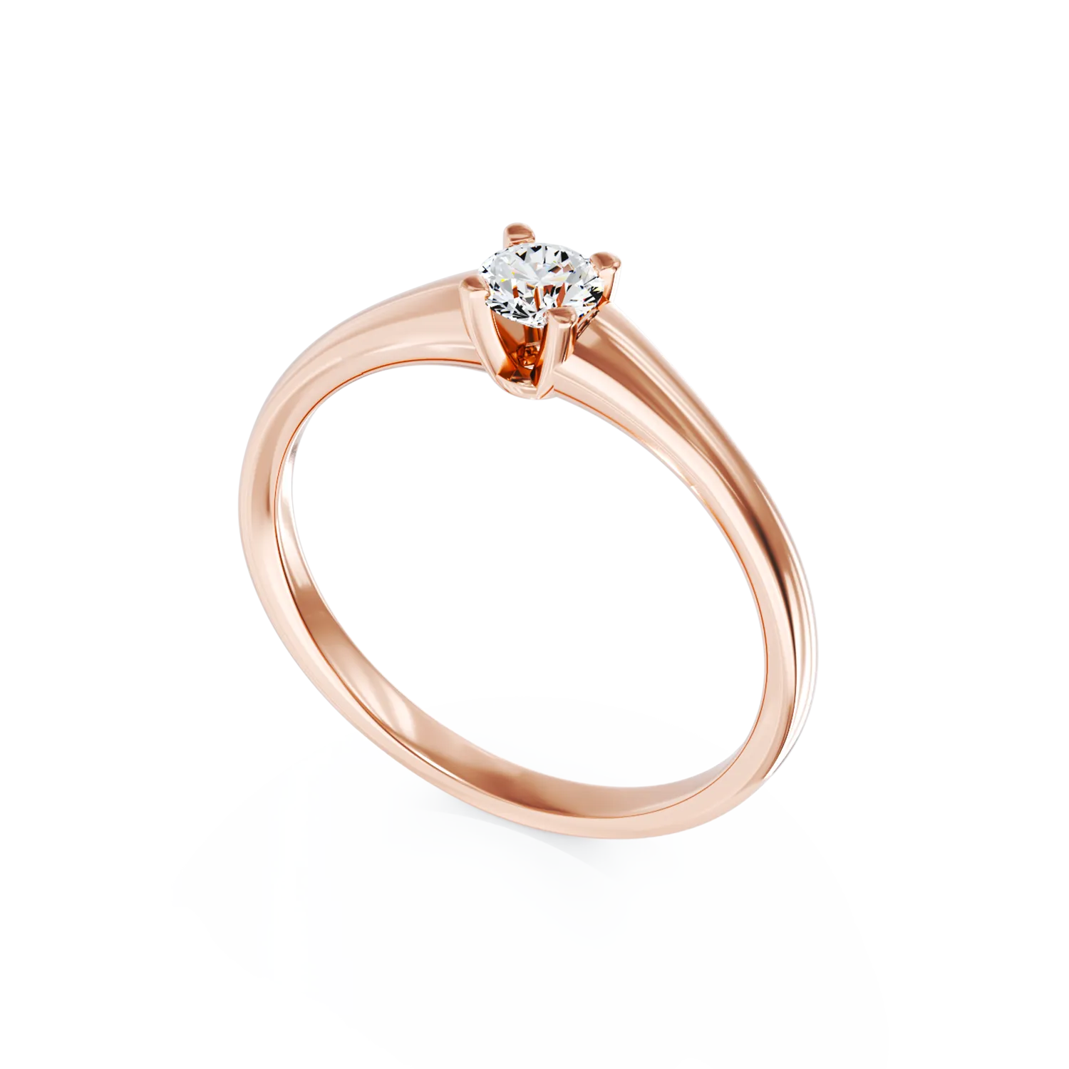 Inel de logodna din aur roz cu diamant solitaire de 0.1ct