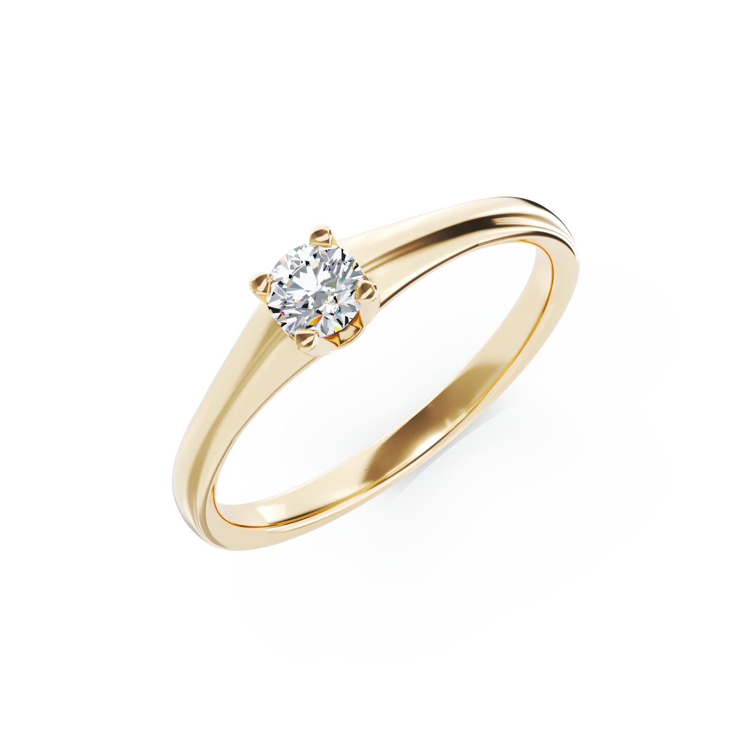 Yellow gold engagement ring with 0.2ct solitaire diamond