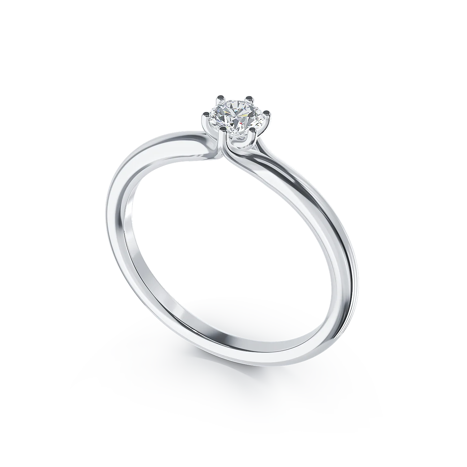 Inel de logodna din aur alb cu diamant solitaire de 0.199ct
