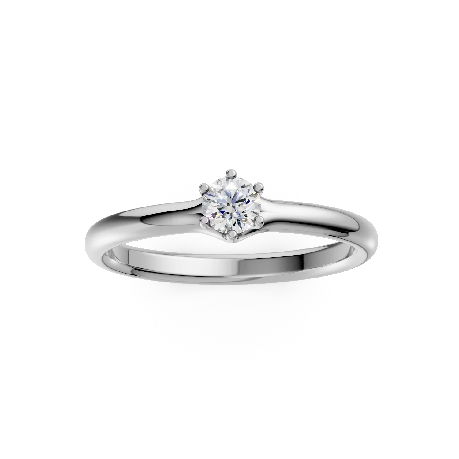 Inel de logodna din aur alb cu diamant solitaire de 0.198ct