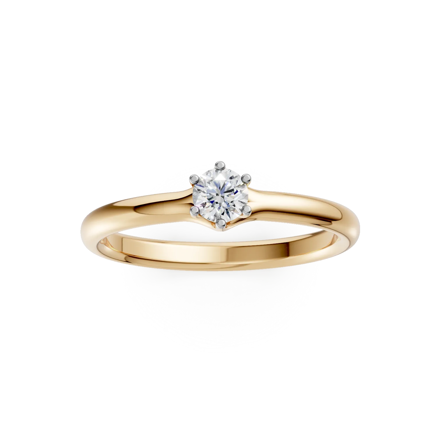 Yellow gold engagement ring with 0.19ct solitaire diamond