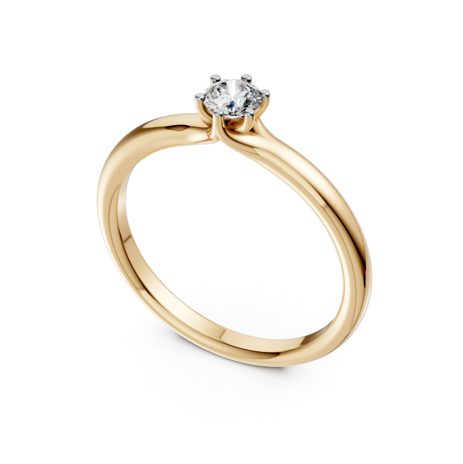 Inel de logodna din aur galben cu diamant solitaire de 0.19ct