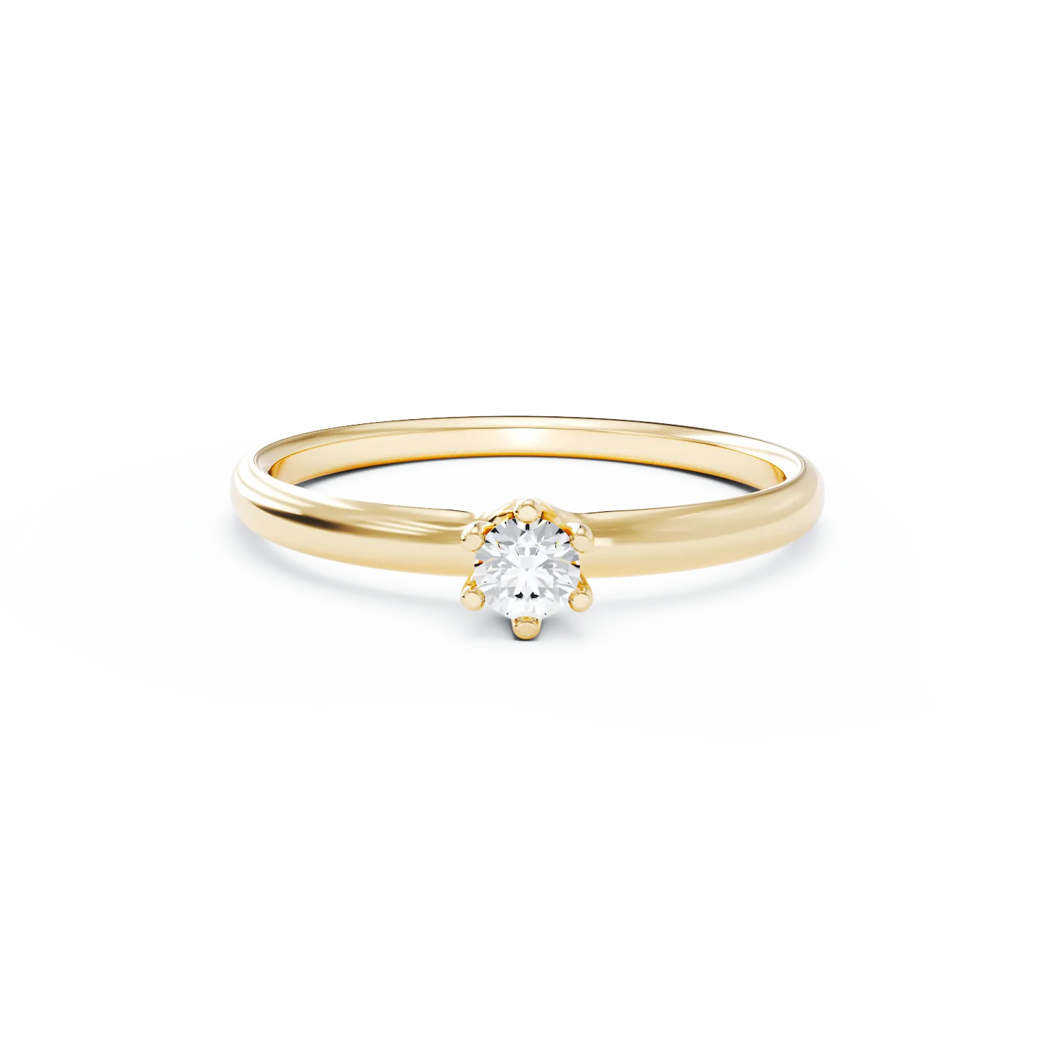 Inel de logodna din aur galben cu diamant solitaire de 0.2ct