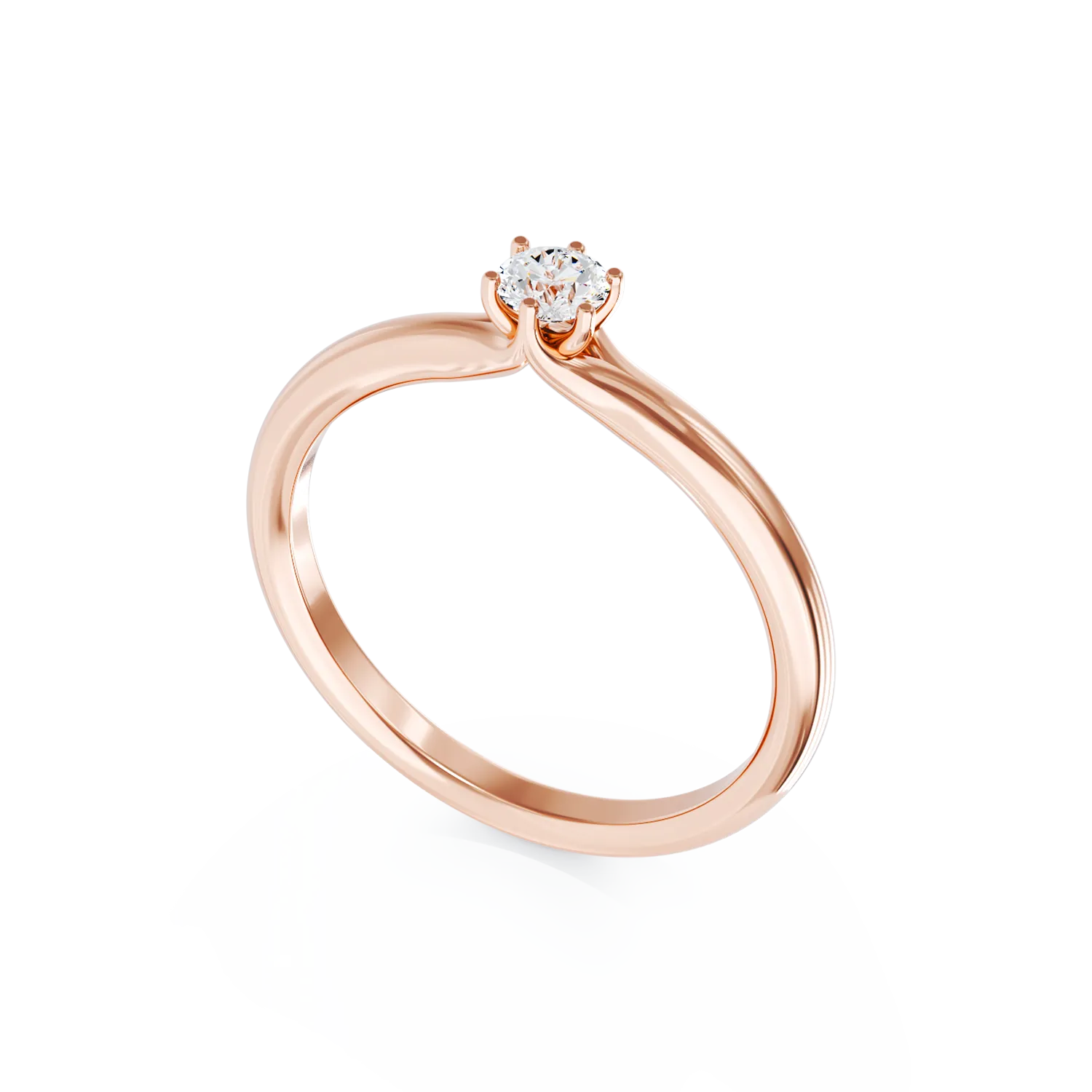 Rose gold engagement ring with 0.16ct solitaire diamond