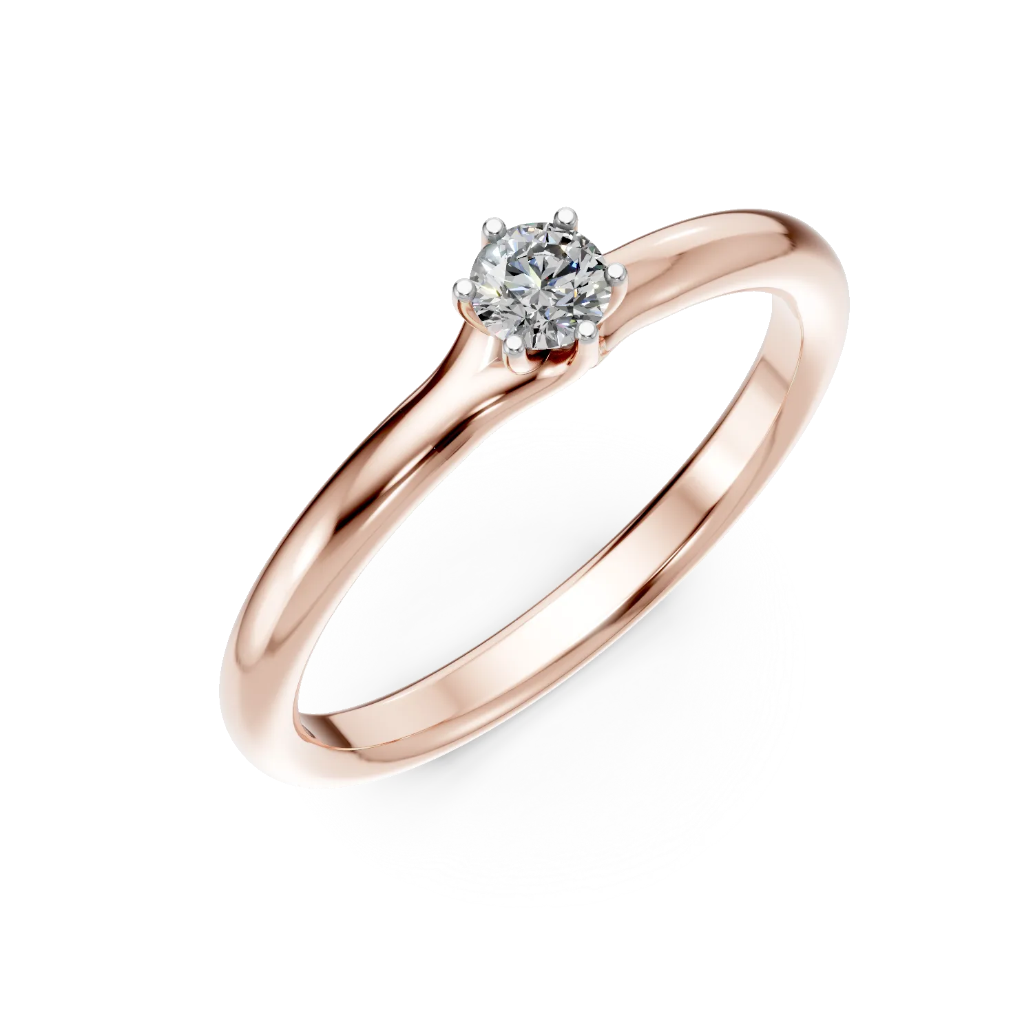 Inel de logodna din aur roz cu diamant solitaire de 0.1ct