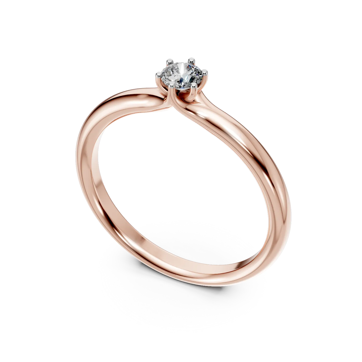 Inel de logodna din aur roz cu diamant solitaire de 0.16ct