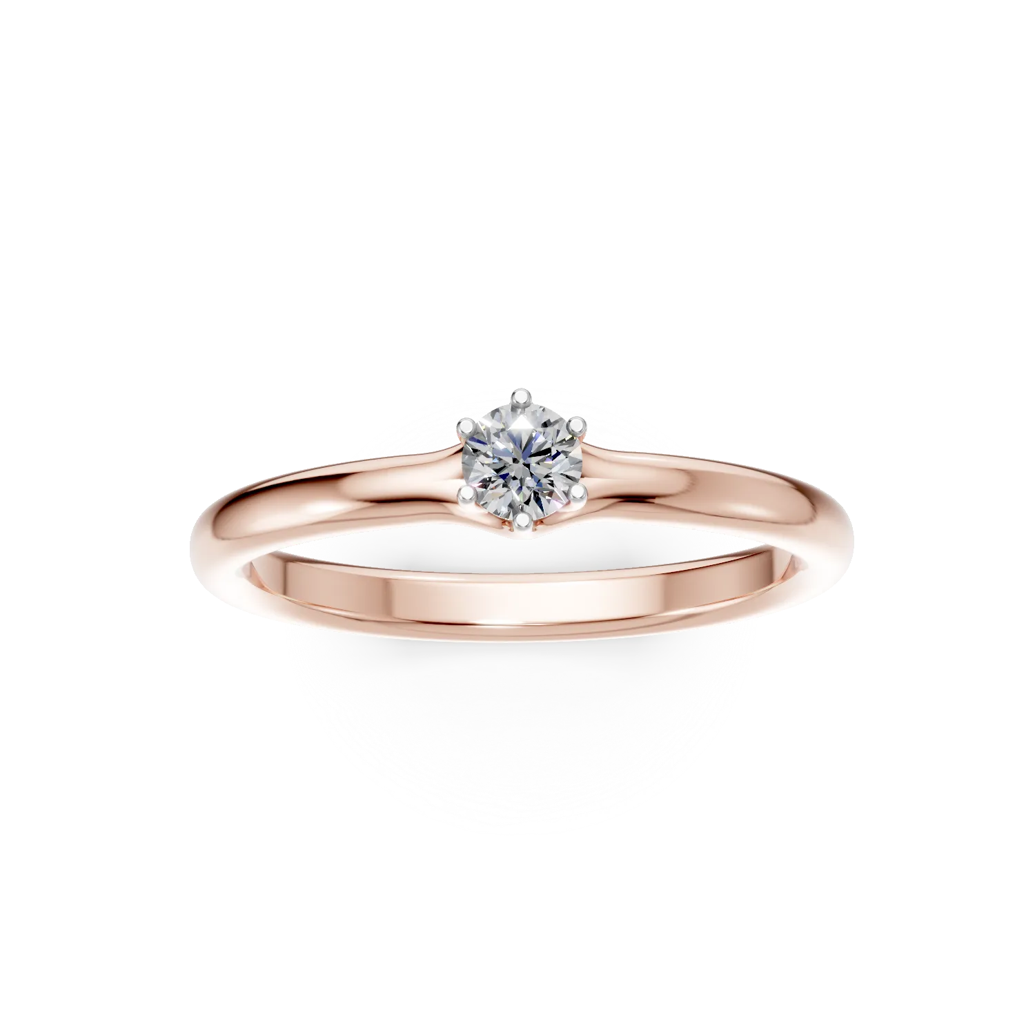 Inel de logodna din aur roz cu diamant solitaire de 0.16ct