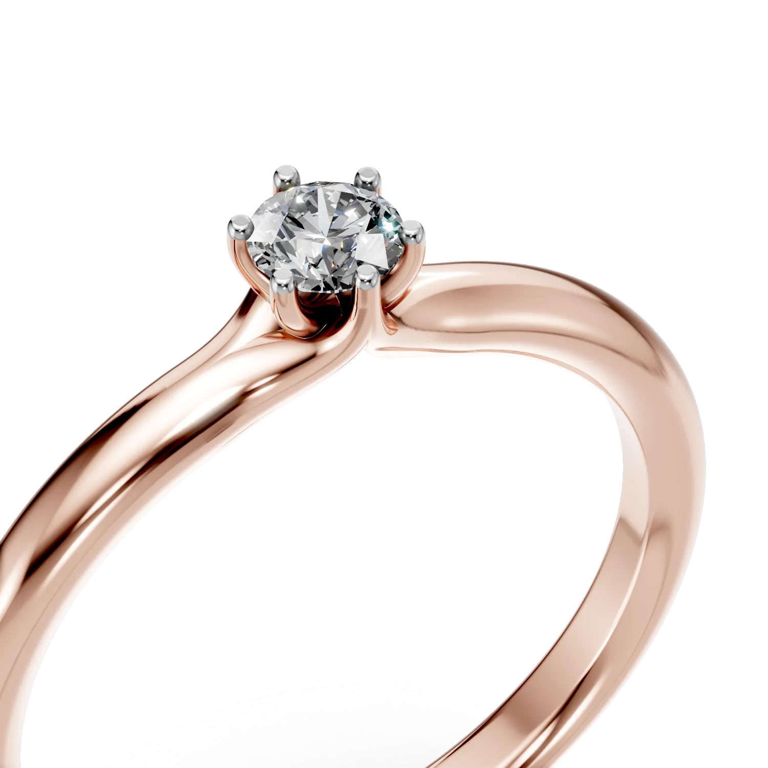 Inel de logodna din aur roz cu diamant solitaire de 0.16ct