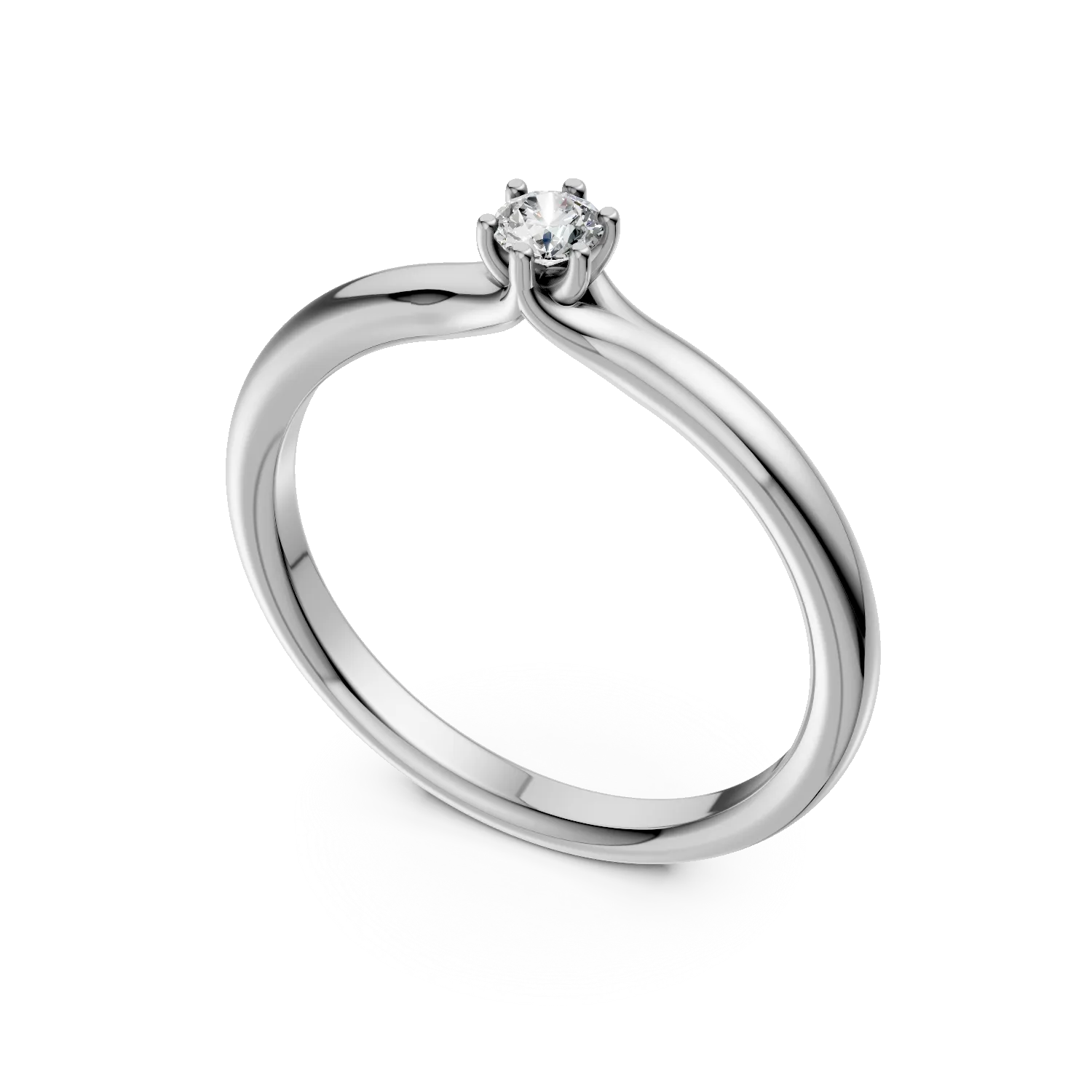 Inel de logodna din aur alb cu diamant solitaire de 0.15ct