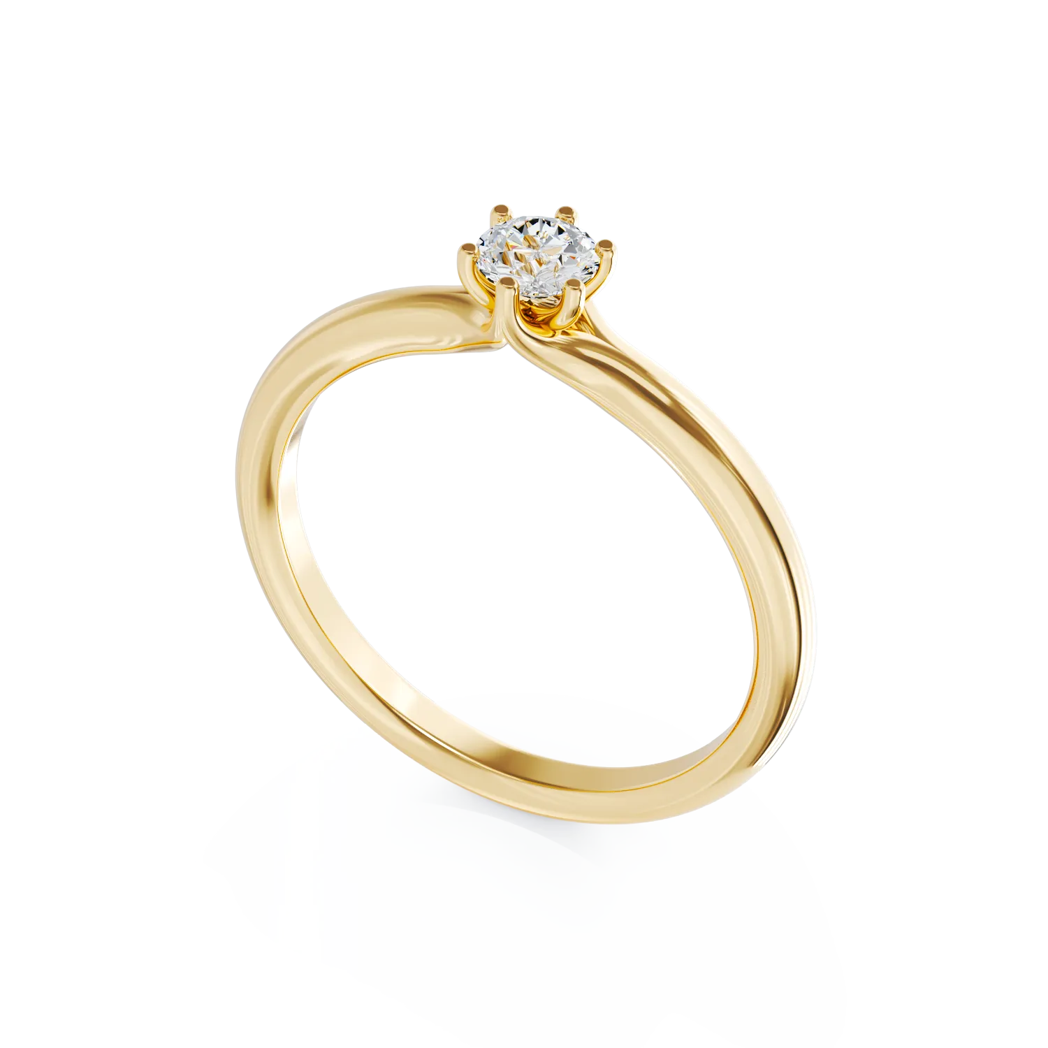 Pierścionek zaręczynowy z żółtego złota z diamentem typu pasjans o masie 0.173ct
