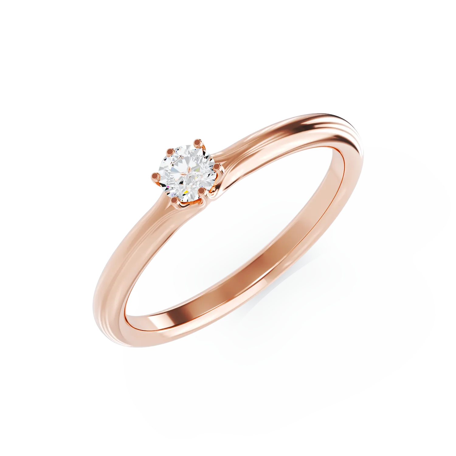Rózsarany eljegyzési gyűrű 0.163ct pasziánsz gyémánttal