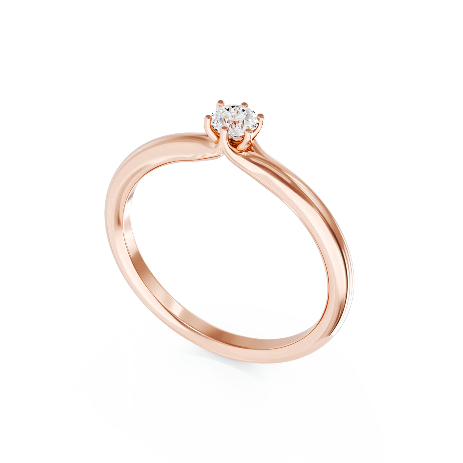 Rózsarany eljegyzési gyűrű 0.163ct pasziánsz gyémánttal