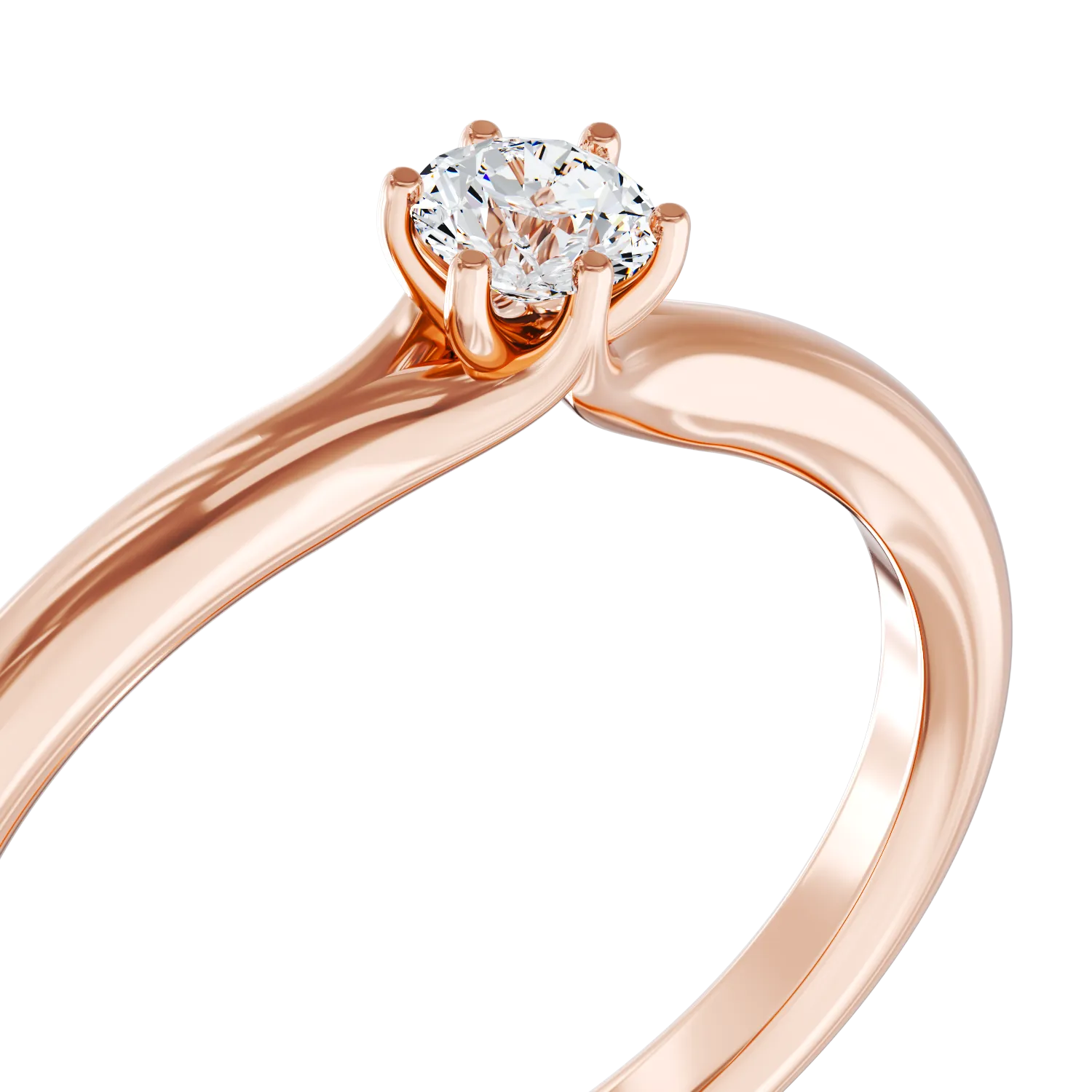 Годежен пръстен от розово злато с диамант пасианс 0.163кt