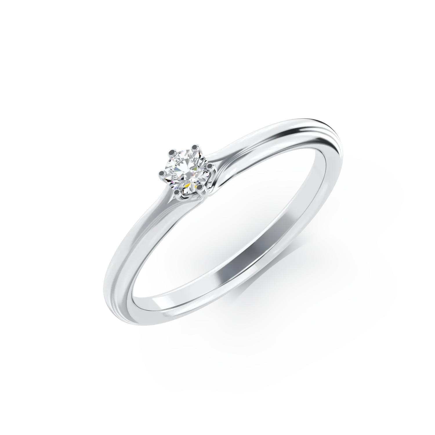 Pierścionek zaręczynowy z białego złota z diamentem typu pasjans o masie 0.15ct