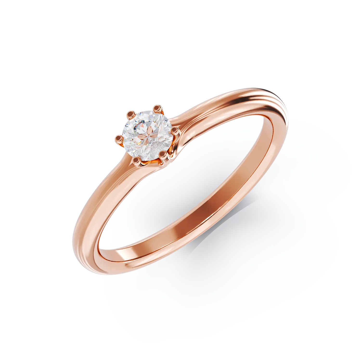 Rózsarany eljegyzési gyűrű 0.24ct pasziánsz gyémánttal