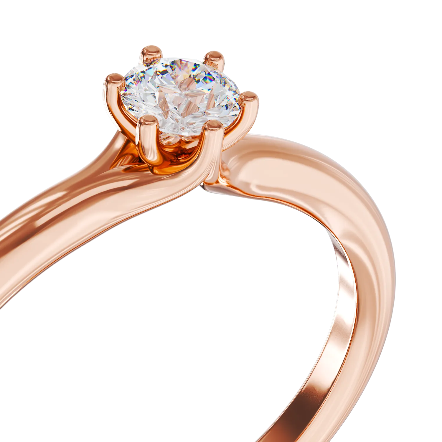 Inel de logodna din aur roz cu diamant solitaire de 0.24ct