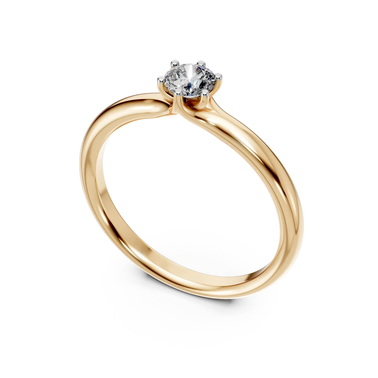 Pierścionek zaręczynowy z żółtego złota z diamentem typu pasjans o masie 0.24ct