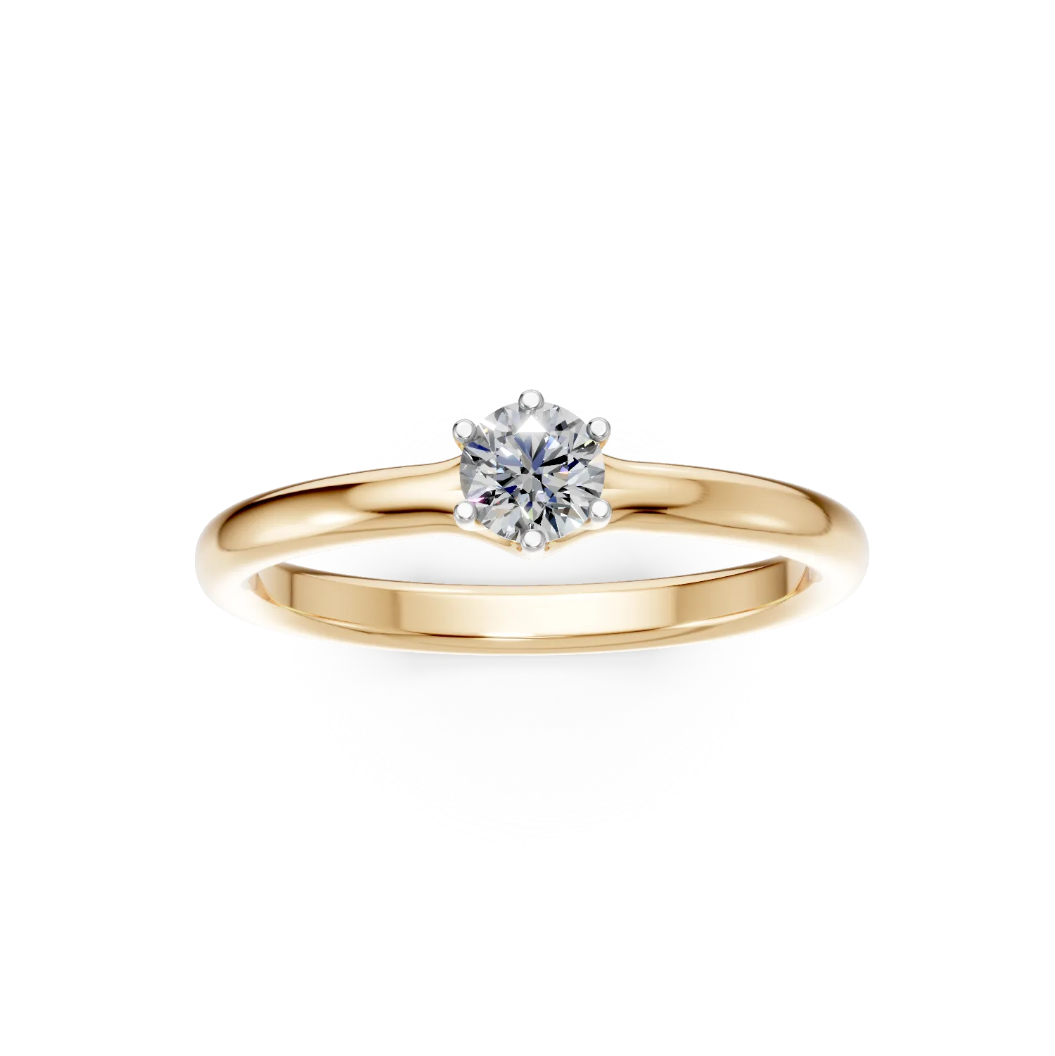 Pierścionek zaręczynowy z żółtego złota z diamentem typu pasjans o masie 0.24ct