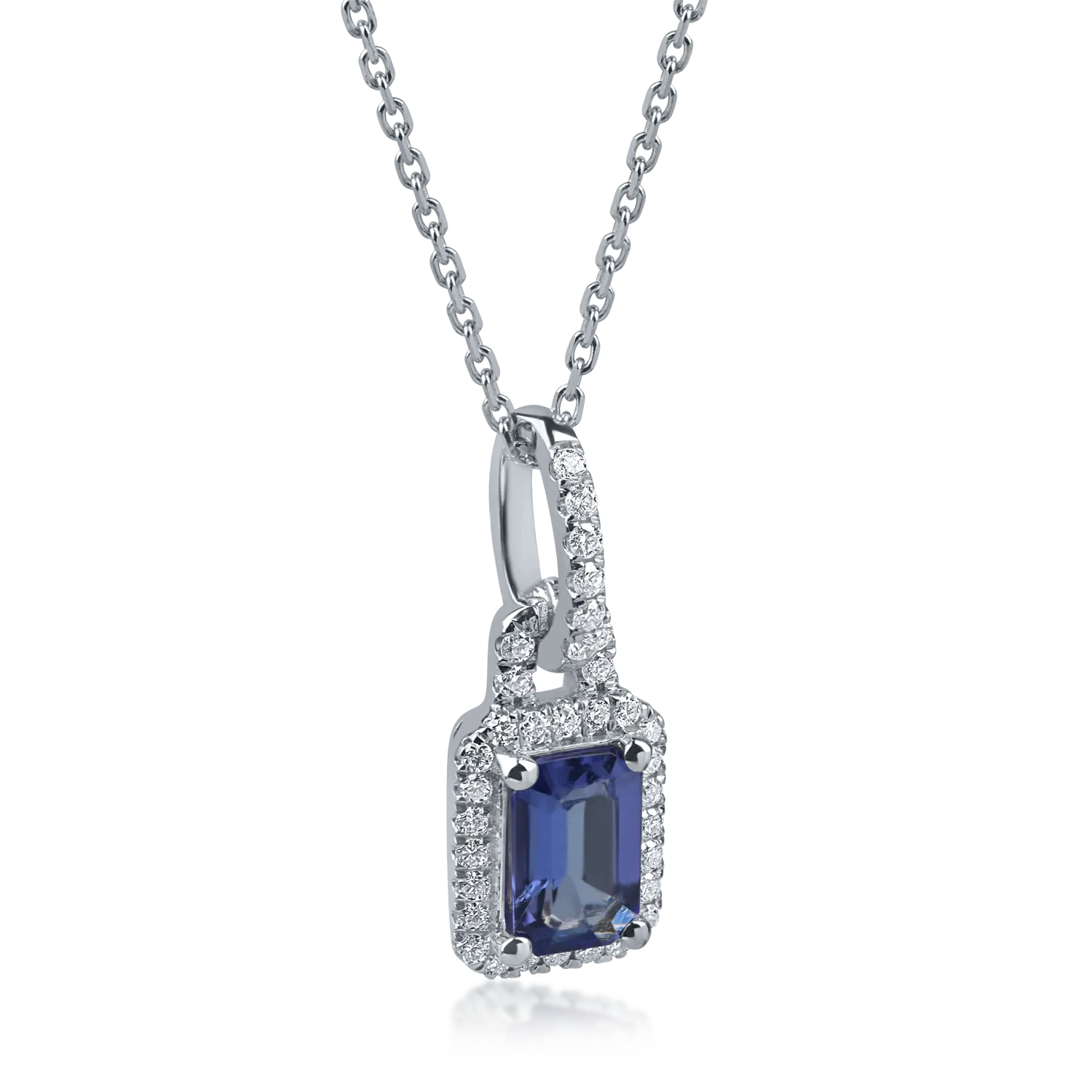 Fehérarany lánc 0.9ct tanzanit és 0.1ct gyémánt medállal