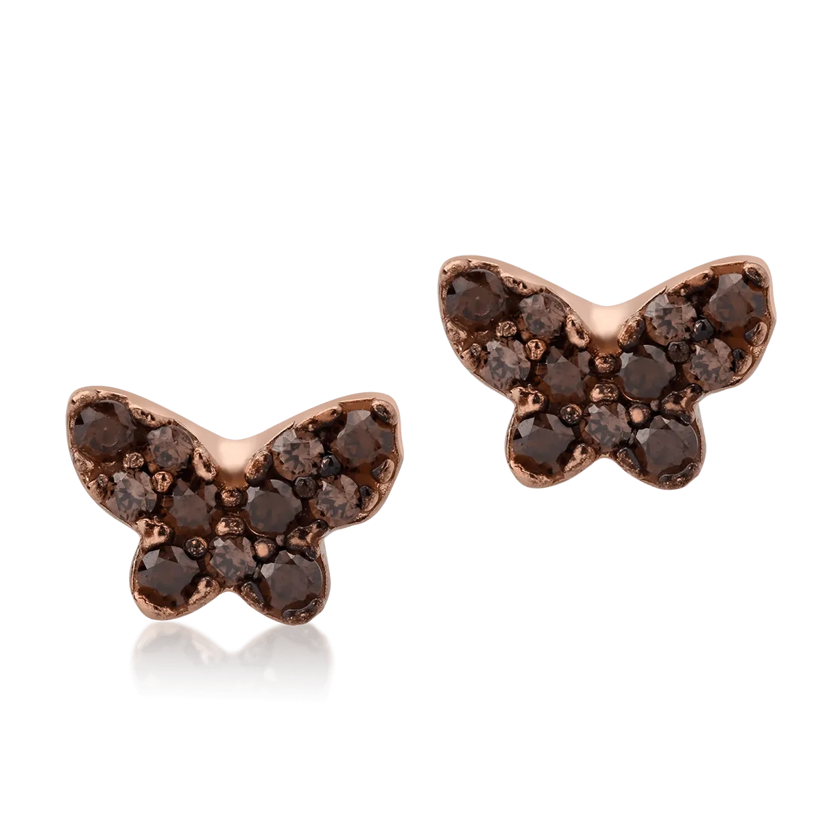 14K rose gold butterfly earrings