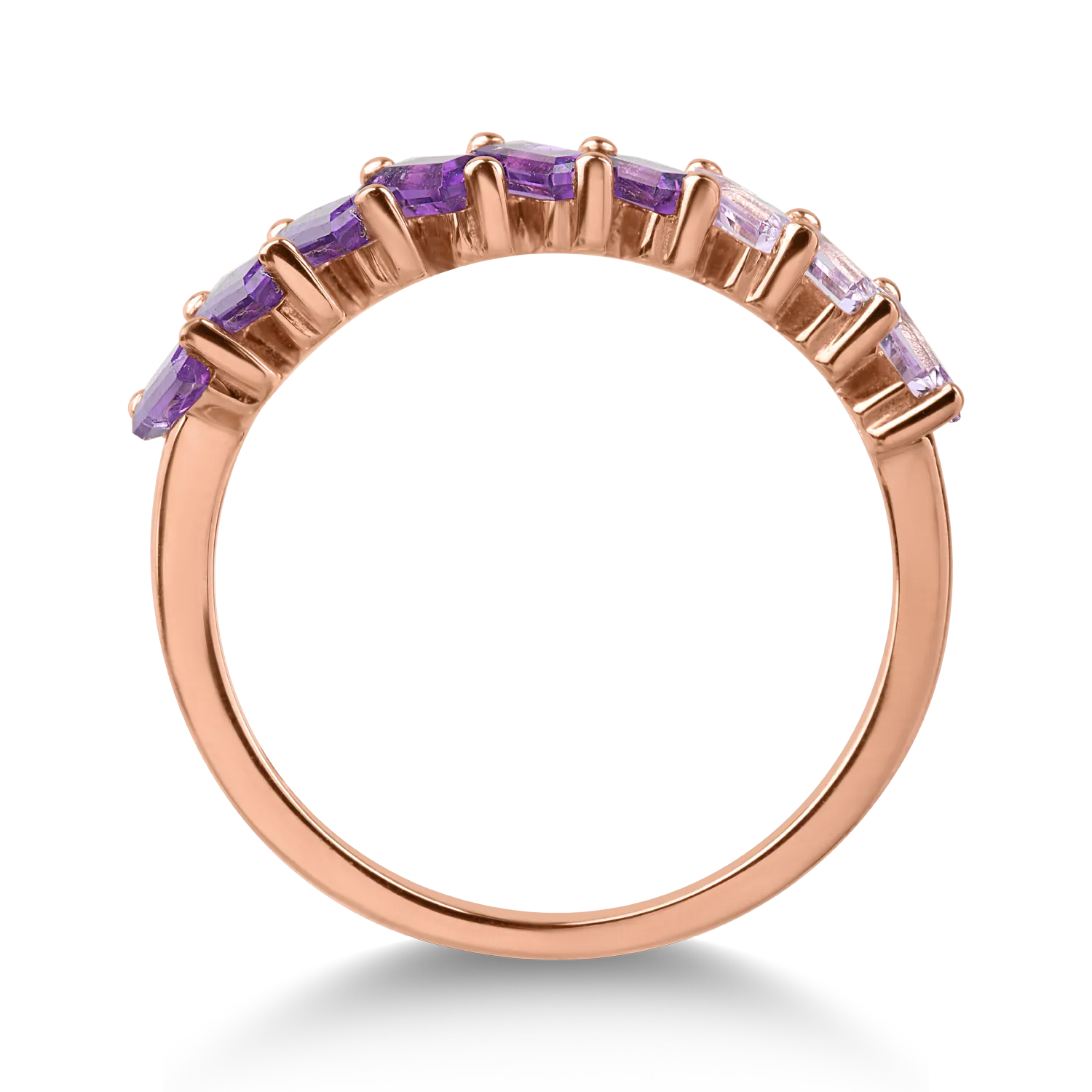 Pierścionek z różowego złota z ametystami 0.9ct