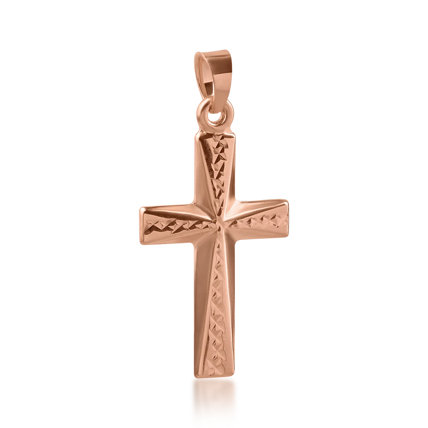Pandantiv cruce din aur roz