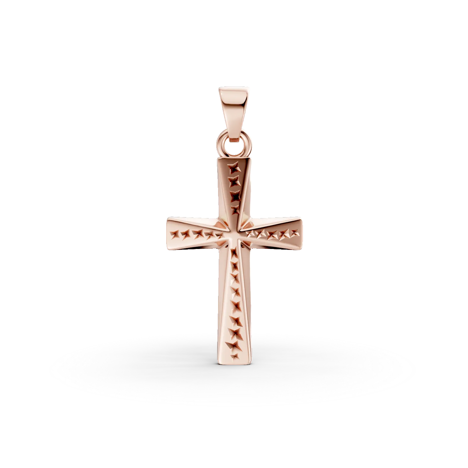 Pandantiv cruce din aur roz