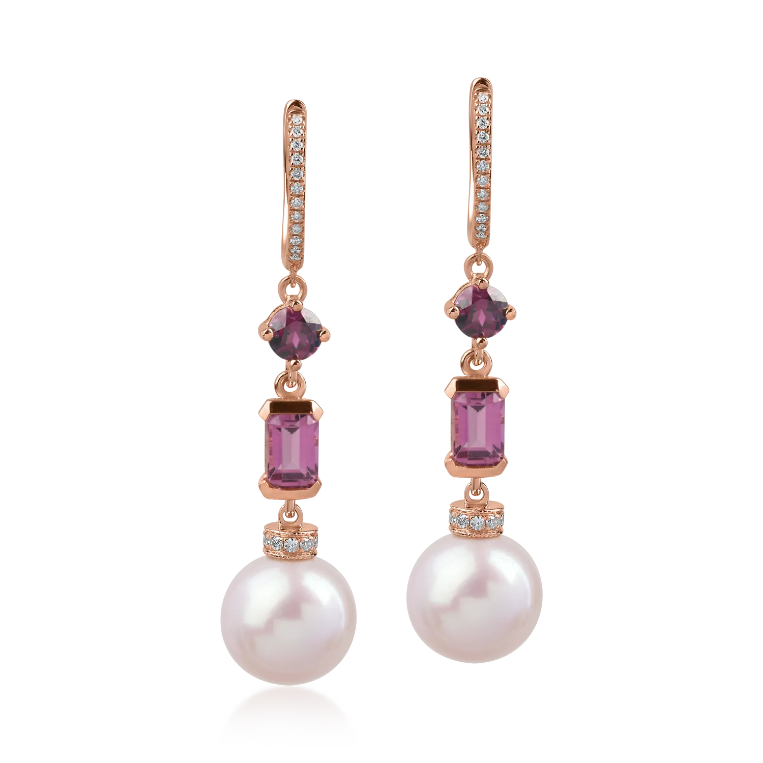 Rose gold earrings with 16.89ct precious and semi-precious stones