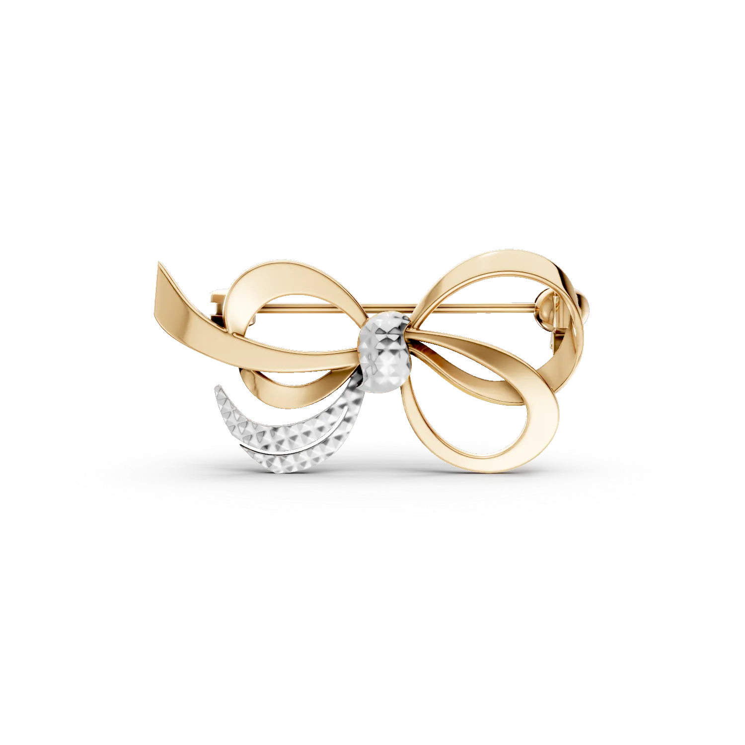 Brosa din aur alb-galben