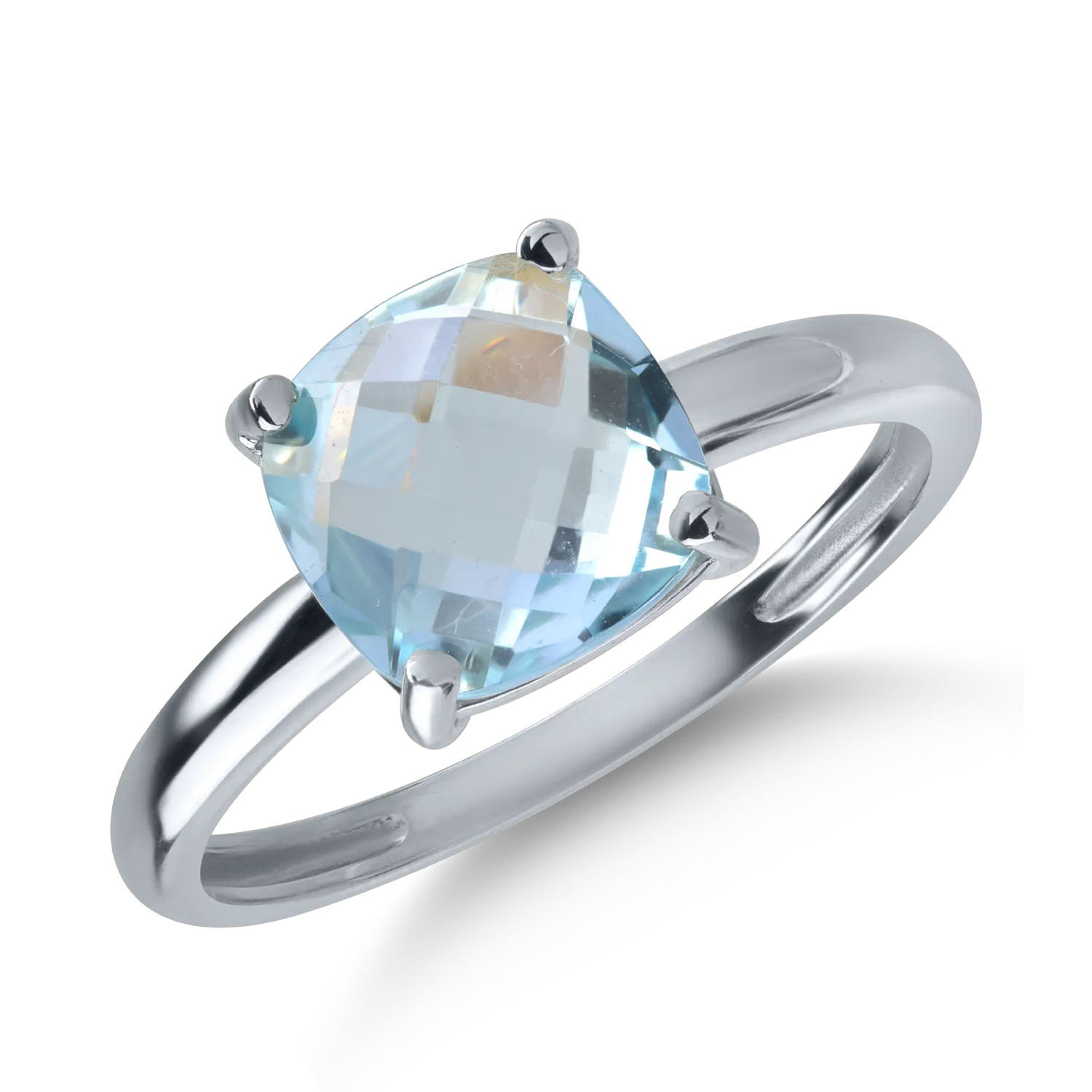 Inel din aur alb cu topaz cushion de 2.5ct