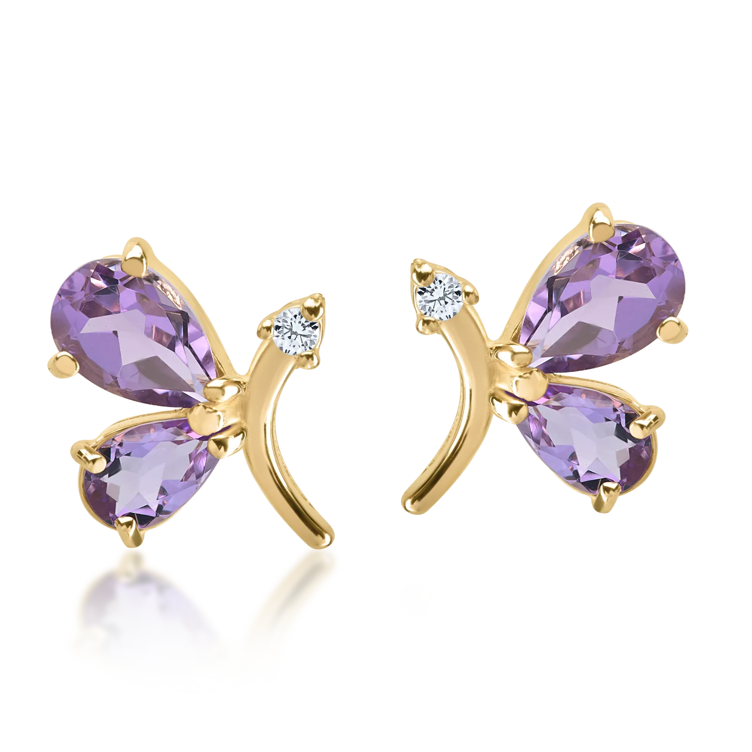 Yellow gold earrings with 1.7ct amethysts