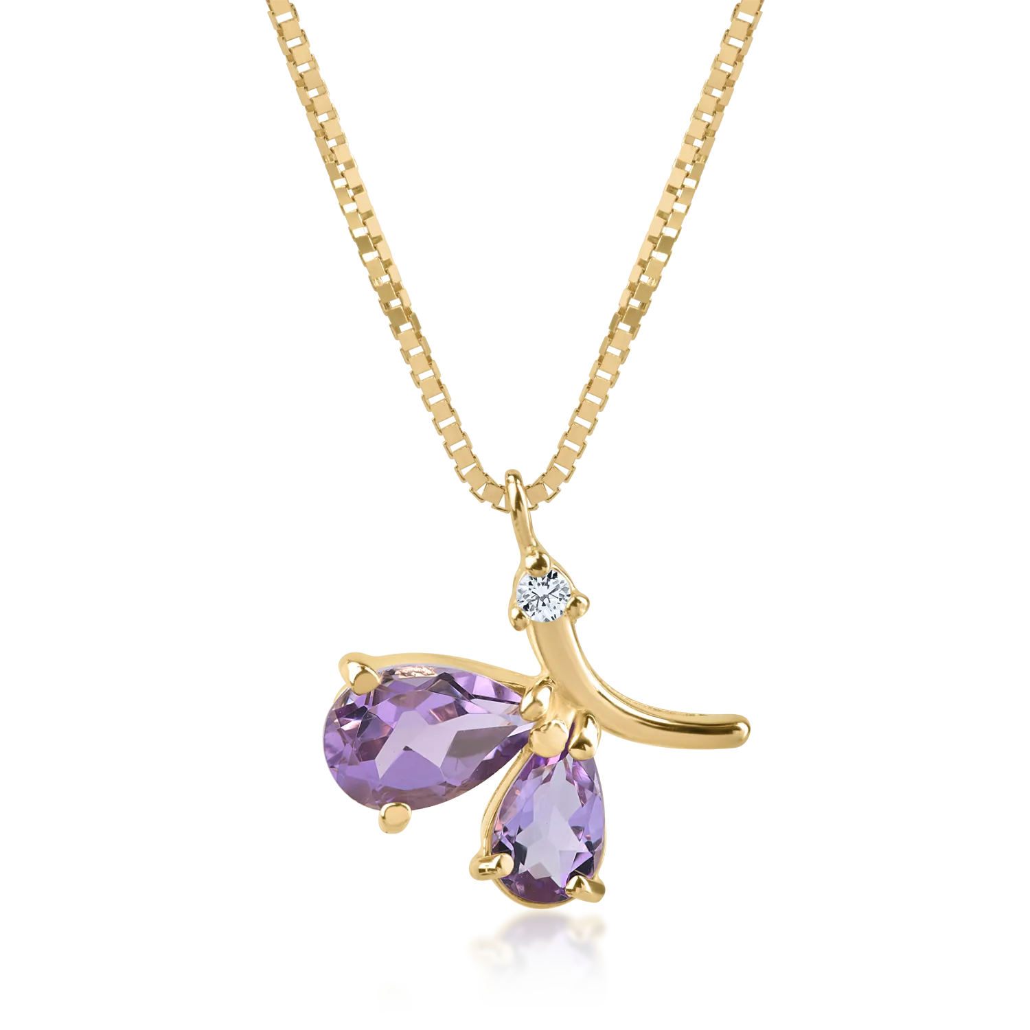 Lant cu pandantiv din aur galben cu ametiste de 0.85ct-157959