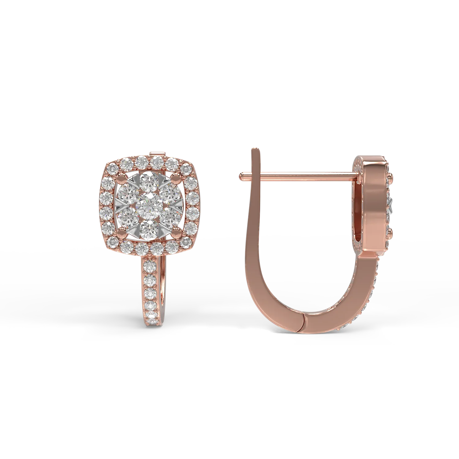Cercei din aur roz cu diamante de 0.476ct
