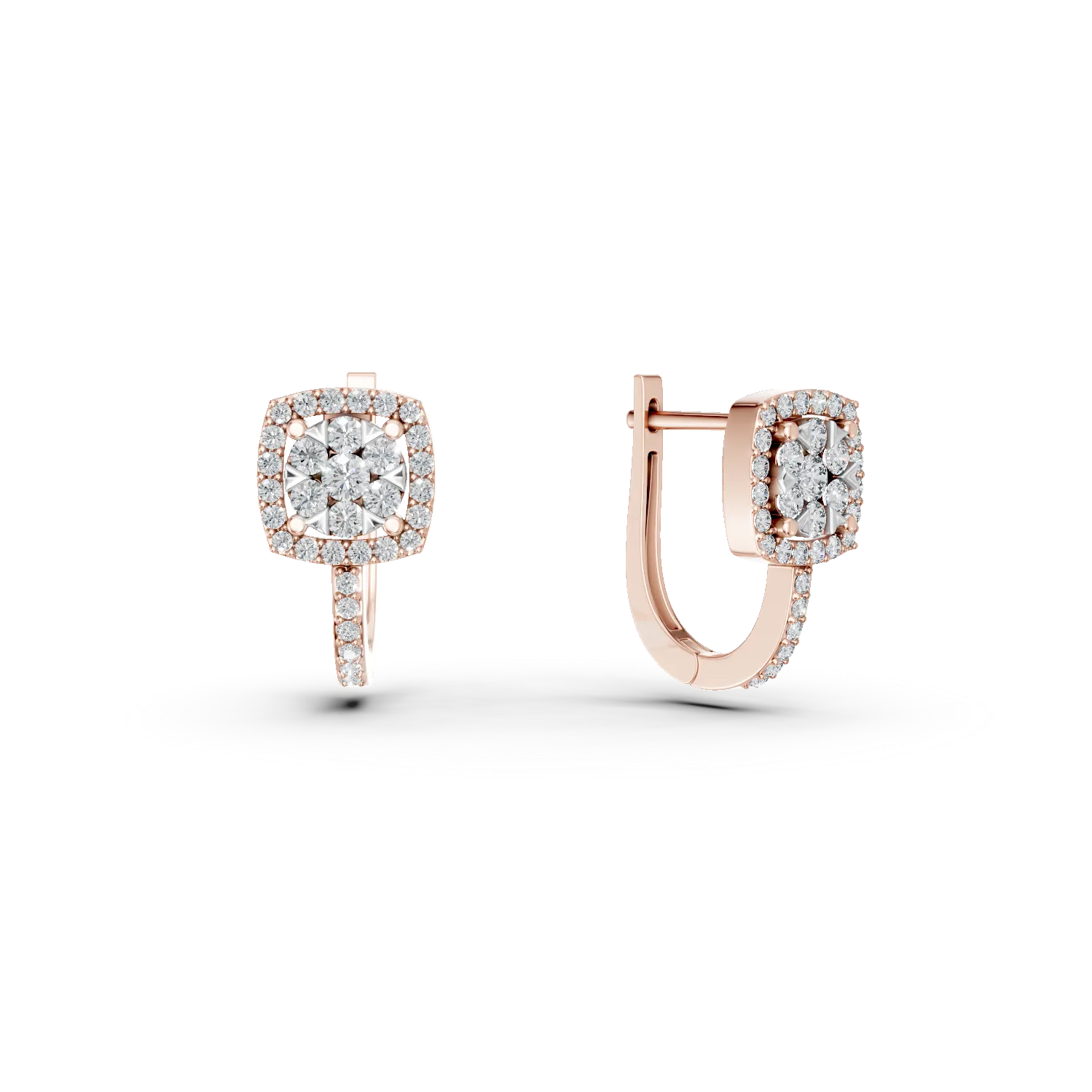 Cercei din aur roz cu diamante de 0.476ct