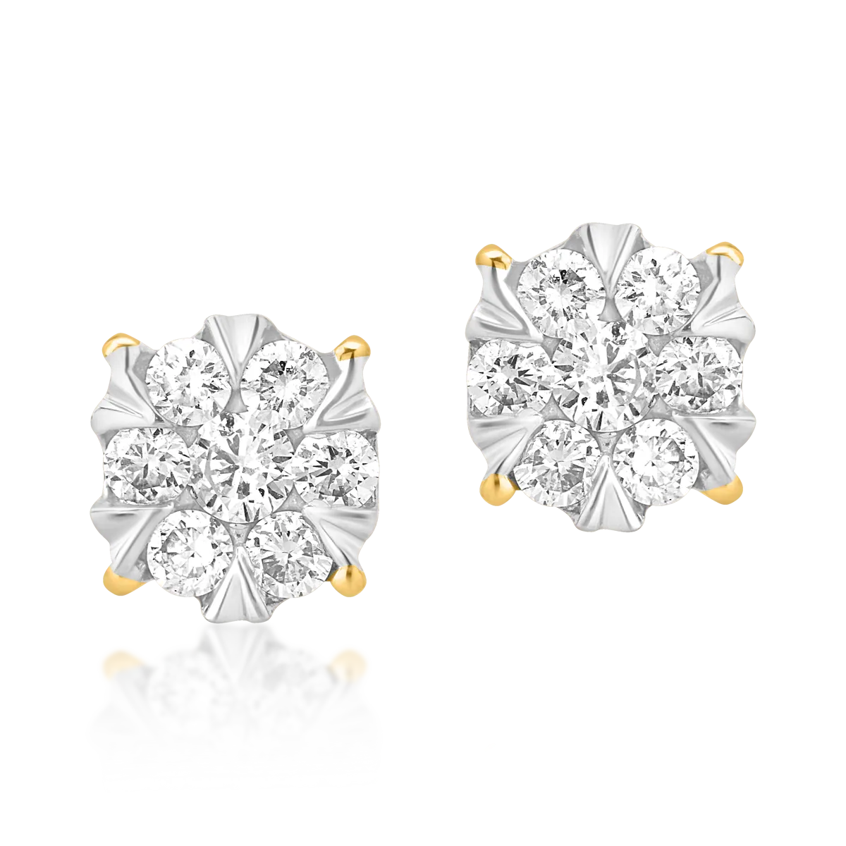 Cercei din aur galben cu diamante de 0.2ct