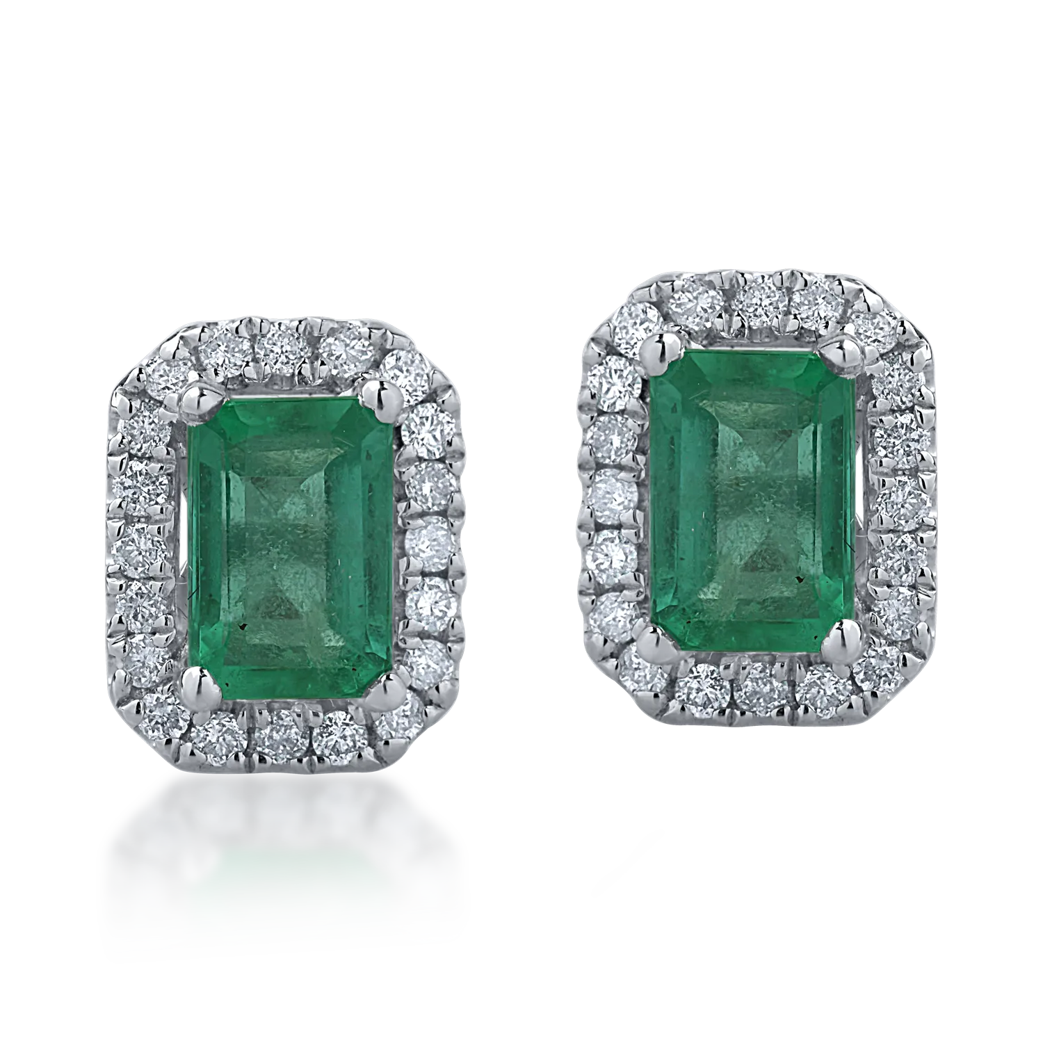 White gold earrings with 1.17ct emeralds and 0.26ct diamonds